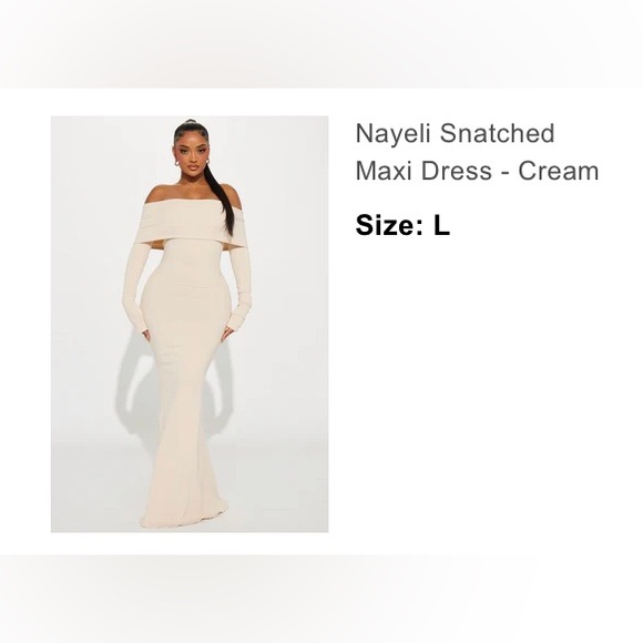 Fashion Nova Nayeli Snatched Maxi Dress- Cream - Picture 2 of 4